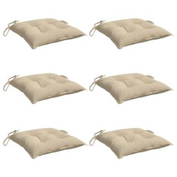 Coussins de chaise lot de 6 beige 40x40x7 cm tissu oxford 