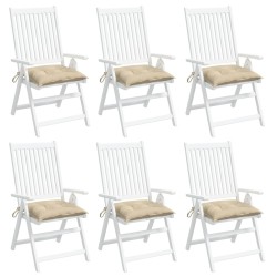 Coussins de chaise lot de 6 beige 40x40x7 cm tissu oxford 