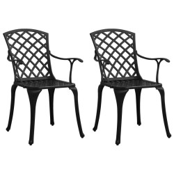 Chaises de jardin lot de 2 Aluminium coulé Noir 