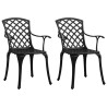 Chaises de jardin lot de 2 Aluminium coulé Noir 