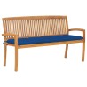 Banc de jardin empilable et coussin 159 cm Bois de teck massif 