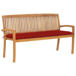 Banc de jardin empilable et coussin 159 cm Bois de teck massif 