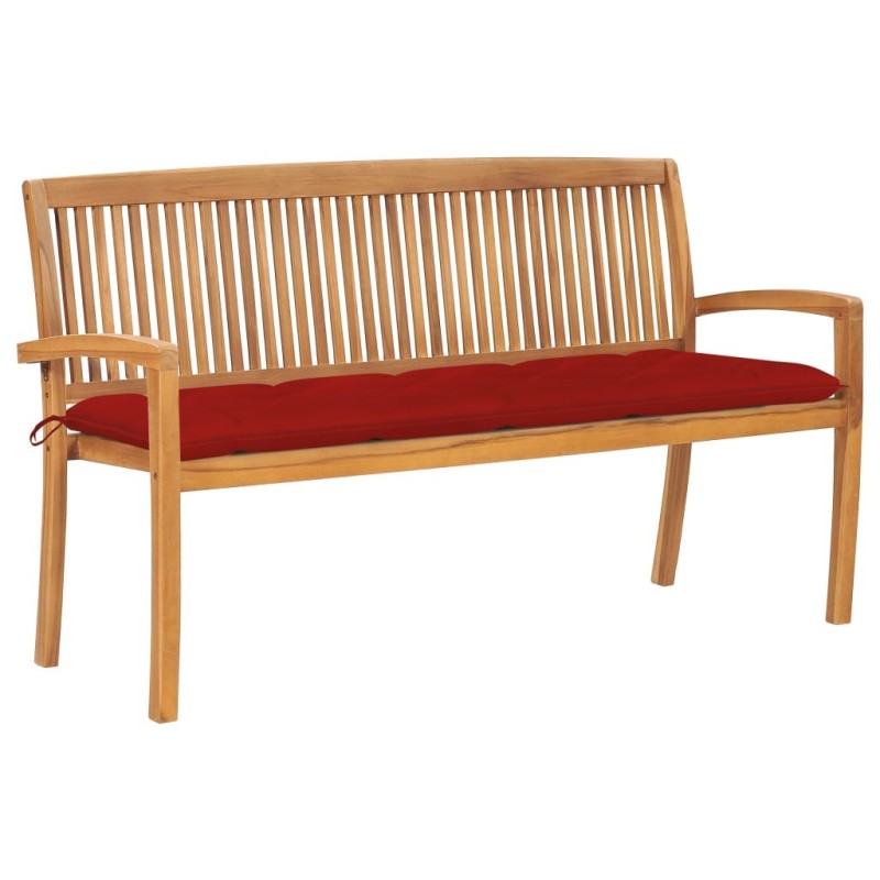 Banc de jardin empilable et coussin 159 cm Bois de teck massif 