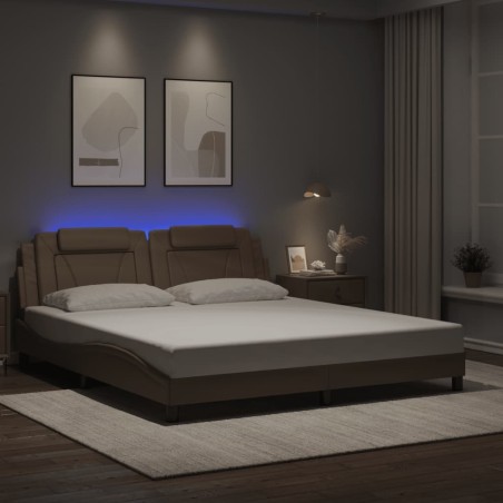 Cadre de lit avec LED sans matelas cappuccino 180x200 cm 