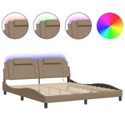 Cadre de lit avec LED sans matelas cappuccino 180x200 cm 