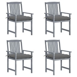 Chaises de jardin et coussins lot de 4 Gris Bois acacia massif 