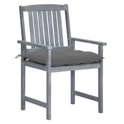 Chaises de jardin et coussins lot de 4 Gris Bois acacia massif 