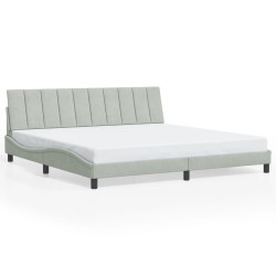 Cadre de lit sans matelas gris clair 200x200 cm velours 