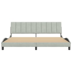 Cadre de lit sans matelas gris clair 200x200 cm velours 