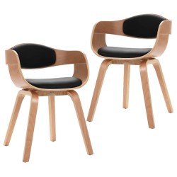 Chaises à manger lot de 2 bois courbé et similicuir 