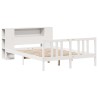 Lit bibliothèque sans matelas blanc 150x200 cm bois pin massif 