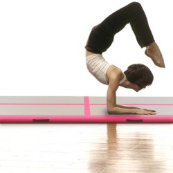 Tapis gonflable de gymnastique avec pompe 700x100x10cm PVC Rose 