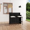 Ensemble de bar de jardin avec coussins 3 pcs Noir 