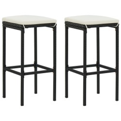 Ensemble de bar de jardin avec coussins 3 pcs Noir 