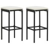 Ensemble de bar de jardin avec coussins 3 pcs Noir 