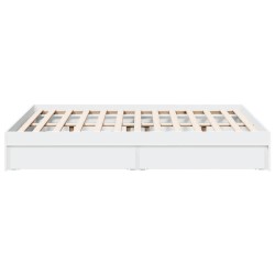 Cadre de lit avec tiroirs sans matelas blanc 140x190 cm 