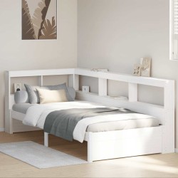 Lit bibliothèque sans matelas blanc 90x200cm bois de pin massif 