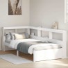 Lit bibliothèque sans matelas blanc 90x200cm bois de pin massif 