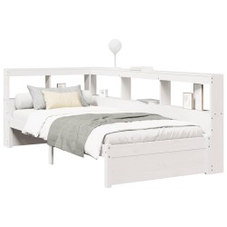 Lit bibliothèque sans matelas blanc 90x200cm bois de pin massif 