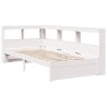 Lit bibliothèque sans matelas blanc 90x200cm bois de pin massif 