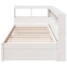 Lit bibliothèque sans matelas blanc 90x200cm bois de pin massif 