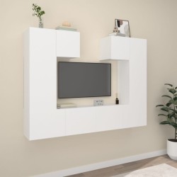 Ensemble de meubles TV 6 pcs Blanc Bois d'ingénierie 
