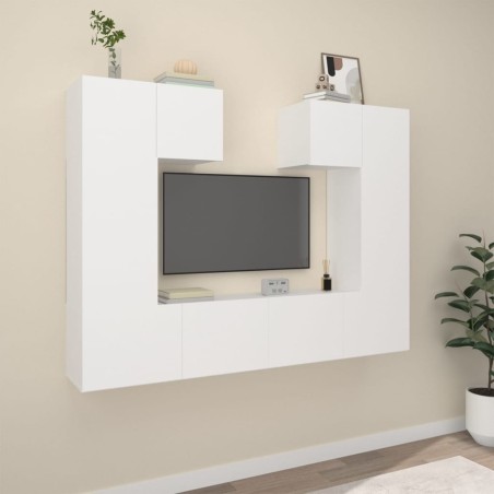 Ensemble de meubles TV 6 pcs Blanc Bois d'ingénierie 