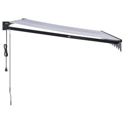 Auvent rétractable automatique bleu et blanc 3,5x2,5 m 