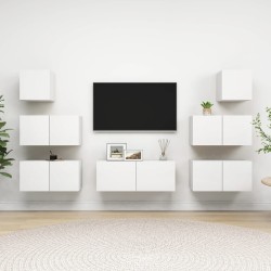 Ensemble de meubles TV 7 pcs Blanc Bois d'ingénierie 