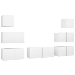 Ensemble de meubles TV 7 pcs Blanc Bois d'ingénierie 