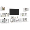 Ensemble de meubles TV 7 pcs Blanc Bois d'ingénierie 