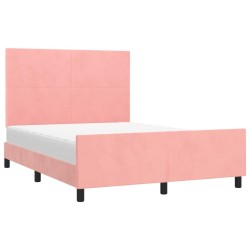 Cadre de lit sans matelas rose 140x200 cm velours 
