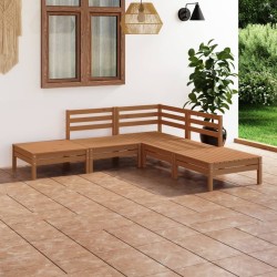 Salon de jardin 5 pcs Bois de pin massif Marron miel 