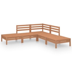 Salon de jardin 5 pcs Bois de pin massif Marron miel 