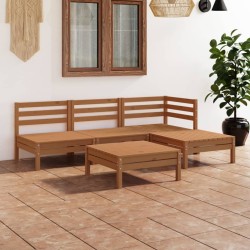Salon de jardin 5 pcs Bois de pin massif Marron miel 