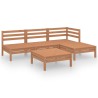 Salon de jardin 5 pcs Bois de pin massif Marron miel 