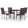 Ensemble à manger de jardin 5 pcs Marron et noir 