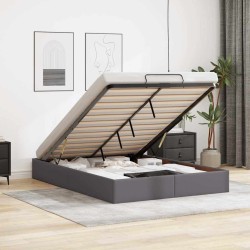 Cadre de lit ottoman sans matelas gris 140x190 cm similicuir 
