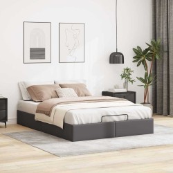 Cadre de lit ottoman sans matelas gris 140x190 cm similicuir 