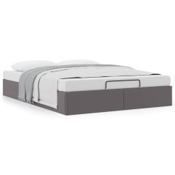 Cadre de lit ottoman sans matelas gris 140x190 cm similicuir 