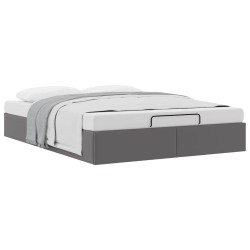 Cadre de lit ottoman sans matelas gris 140x190 cm similicuir 