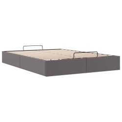 Cadre de lit ottoman sans matelas gris 140x190 cm similicuir 