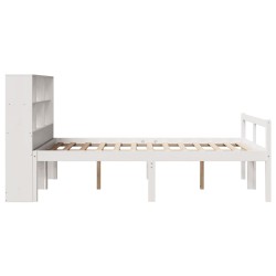 Lit bibliothèque sans matelas blanc 140x200 cm bois pin massif 