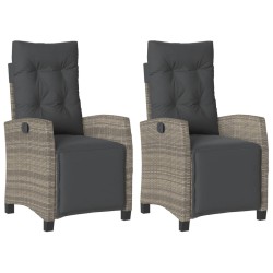 Chaises inclinables de jardin lot de 2 et repose-pied rotin 