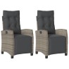 Chaises inclinables de jardin lot de 2 et repose-pied rotin 