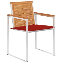 Chaises de jardin avec coussins lot de 2 Acacia solide et acier 