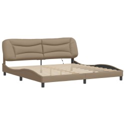 Cadre de lit avec lumières LED cappuccino 200x200 cm similicuir 