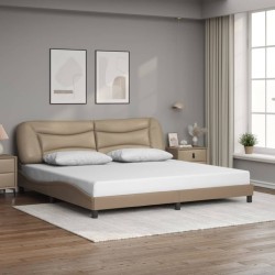 Cadre de lit avec lumières LED cappuccino 200x200 cm similicuir 