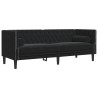 Canapé Chesterfield avec traversins 3 places noir velours 