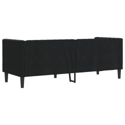 Canapé Chesterfield avec traversins 3 places noir velours 